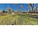 Spacious backyard featuring lush grass, chain link fence, mature trees, and shed on a sunny day at 757 Bilmark Ave, Charlotte, NC 28213
