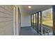 View of the covered front porch featuring gray painted flooring, white walls and door trim, and screened windows at 757 Bilmark Ave, Charlotte, NC 28213