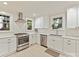 Modern kitchen with stainless steel appliances, white cabinets, and sleek countertops with large windows at 925 E 35Th St, Charlotte, NC 28205