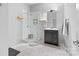 Bathroom featuring a glass shower and modern vanity, offering a clean and stylish space at 925 Westmere Ave, Charlotte, NC 28208