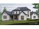 New construction home with custom brick, dark roof, and an inviting covered entryway at 10835A Wildlife Rd, Charlotte, NC 28278