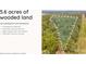 5.6 acres of wooded land with the lot outlined in white including information about land development and foundations at 10835A Wildlife Rd, Charlotte, NC 28278