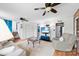 Cozy living room with ceiling fans, hardwood floors, and neutral-toned decor for relaxed Gathering living at 1308 Gaston Way, Dallas, NC 28034