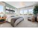 Cozy main bedroom featuring multiple windows, a comfortable bed, and a sitting chair at 5604 Kingspan Dr, Charlotte, NC 28217