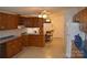 Kitchen with a blue countertop, oak cabinets and eat in dining at 648 Dobson Farm Rd, Statesville, NC 28625