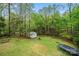 View of backyard featuring a shed and lots of trees, as seen from above at 2717 Stockwood Dr, Gastonia, NC 28056