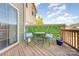 The cozy deck features a table and chairs with a decorative green leaf screen at 3718 Speer Blvd, Charlotte, NC 28217