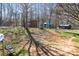 Expansive backyard featuring a shed, swing, and wooded surroundings, offering privacy and space at 4793 Appaloosa Ln, Maiden, NC 28650