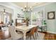 Dining area featuring a white table with seating for six, complemented by a large window and stylish decor at 6603 Park Meadows Pl, Huntersville, NC 28078