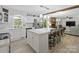 Bright kitchen featuring white cabinetry, an island with seating, and stainless steel appliances at 7624 Cedarbrook Dr, Charlotte, NC 28215