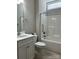 Bathroom with a white vanity, toilet, and shower at 906 Wisteria Way, Salisbury, NC 28146