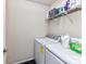 Functional laundry room with washer, dryer, and storage shelves at 2240 Kensington Station Pkwy, Charlotte, NC 28210
