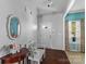 Bright foyer with wooden floors, a decorative bench, and stylish decor at 270 Almora Loop, Mooresville, NC 28115