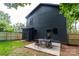 Fenced backyard featuring a patio with metal table and chairs at 411 Cemetery St, Charlotte, NC 28216