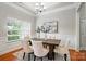 Elegant dining room featuring classic wainscoting, modern lighting, and a stylish dining set at 5032 Eagles Crest Ln, Gastonia, NC 28056