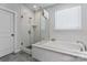 Modern bathroom with glass-enclosed shower, separate tub, and contemporary finishes for a spa-like experience at 1274 Fishing Creek Rd # 134, Clover, SC 29710