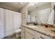 Bathroom featuring granite countertop vanity with a white shower curtain at 324 Kerrydale Ct # 106, Clover, SC 29710