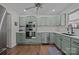 Kitchen showcasing stainless steel appliances, including a dishwasher, and gray cabinets at 3647 Glen Haven Sw Dr, Concord, NC 28027