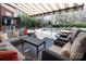 Inviting outdoor patio with plush seating, awning, and pool access is perfect for entertaining at 880 Craigmont Nw Ln, Concord, NC 28027