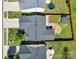 Aerial shot showing backyard, patio, trampoline, storage shed and privacy fence at 9209 Tibble Creek Way, Charlotte, NC 28227