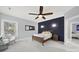 This bedroom features a ceiling fan, natural light, and a modern design at 110 Sonnys Way, Fort Mill, SC 29708