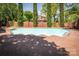 Inviting community pool with brick surround, mature trees, and clear blue water for relaxing swims at 1101 E Morehead St # 31, Charlotte, NC 28204