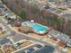 Aerial shot of the community pool and recreation area with mature trees at 125 Colville Rd, Mooresville, NC 28117