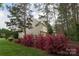 Lush backyard with a wooden fence and beautiful landscaping featuring some pink flowers at 2919 Bridgeville Ln, Charlotte, NC 28262
