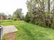 A lush backyard with a gentle slope and mature trees at 3721 Oak View Ct, Matthews, NC 28105