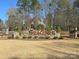 Community entrance showcasing stone signage, landscaped shrubbery, and mature shade trees at 525 Cellini Pl, Mount Holly, NC 28120