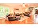 Bright and airy living room with hardwood floors, comfortable seating, and access to stairs at 5344 Saddlewood Ln, Mint Hill, NC 28227