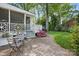 Charming patio area with a table and chairs, plus a covered porch and well-maintained landscaping at 5400 Glenham Dr, Charlotte, NC 28210
