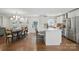 Bright, open kitchen features white cabinets, stainless steel appliances, and a large island, perfect for modern living at 5400 Glenham Dr, Charlotte, NC 28210