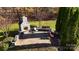 Outdoor patio with chairs, a fireplace, and stone pavers at 708 Ridgelake Dr, Weddington, NC 28104
