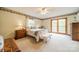 Light-filled bedroom with plush carpeting, neutral paint, and sliding glass doors at 807 And 809 Sparrow Springs Rd, Kings Mountain, NC 28086