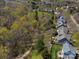 An aerial view showcases a neighborhood with beautiful landscaping and mature trees at 9727 Glenburn Ln, Charlotte, NC 28278