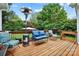 Inviting back deck with comfortable seating and a heater, perfect for outdoor relaxation and entertaining at 1214 Foxfield Rd, Waxhaw, NC 28173