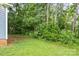 A lush green backyard featuring a densely wooded area, offering both sun and shade at 1320 Beaconfield Ct, Rock Hill, SC 29730