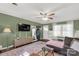 Cozy living room with a ceiling fan, a comfortable couch, and a decorative rug at 260 Trexler Ln, Rock Hill, SC 29732