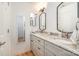 Elegant bathroom featuring double sinks, granite countertops, and modern fixtures at 336 Northwest Dr, Davidson, NC 28036
