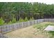 Large grassy backyard bordered by a wood fence and a lush green forest at 8606 Highgate Dr, Charlotte, NC 28215