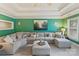 The expansive living room offers a decorative ceiling, recessed lighting, and ample seating at 8915 Linden Grove Ct, Sherrills Ford, NC 28673