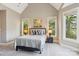 Comfortable main bedroom featuring a large bed with two lamps and an abstract painting at 176 Sunset Bay Dr, Troutman, NC 28166
