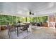 Inviting screened porch with comfortable seating, dining area, and views of lush greenery at 3524 Johnny Cake Ln, Charlotte, NC 28226
