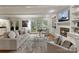 Spacious living room with fireplace, built-in shelves, and large windows at 5125 Winding Brook Rd, Charlotte, NC 28226