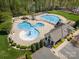 Aerial view of the community pool and clubhouse amenities at 6529 Jepson Ct, Charlotte, NC 28214
