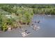 Aerial view of boat docks and lake access within the community at 6529 Jepson Ct, Charlotte, NC 28214