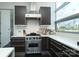 Modern kitchen features stainless steel Viking appliances and countertops with lovely outdoor views at 1100 Metropolitan Ave # 314, Charlotte, NC 28204