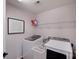 Well-organized laundry room featuring a modern washer and dryer with functional shelving at 1504 Ridge Haven Rd, Waxhaw, NC 28173