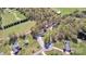 Aerial view of several homes with green lawns and long driveways surrounded by trees at 1584 Beverly Ln, Lincolnton, NC 28092